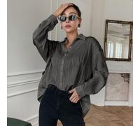 Strukturiertes Langarmshirt mit Drop Shoulder und Knopfleiste, Herbstbekleidung