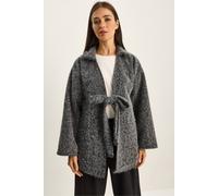 Strukturiertes Oversized V-Ausschnitt Cardigan mit Bindegürtel L