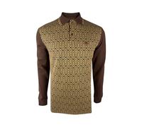 Strukturiertes Poloshirt, L/S TR/9033, schokoladenbraun, XL