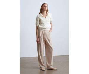 Strukturiertes Ripp-Polo-Kragen-Pullover
