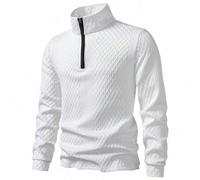 Strukturiertes Stoff Reißverschluss Langarm Poloshirt für Herren, Standardgrößen, Herbst/Winter