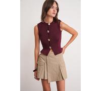Strukturiertes Strick-Crop-Top mit Knopf-Details S/M