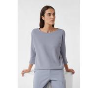 Strukturiertes Sweatshirt mit 3/4-Ärmeln und U-Boot-Ausschnitt blau 42