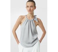 Strukturiertes Top mit Schleifen-Detail aus Satin silber 42
