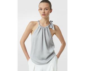 Strukturiertes Top mit Schleifen-Detail aus Satin silber 44