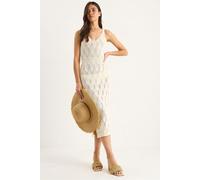 Strukturiertes V-Ausschnitt-Midi-Strickkleid S/M