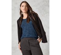 Strickpullover CECIL, Damen, Gr. S (38), blau (heather petrol melange), Web, 60% Baumwolle, 40% Polyester, unifarben, casual, normal normal, V-Ausschnitt, Langarm normaler Saum, Pullover, im soften Ba