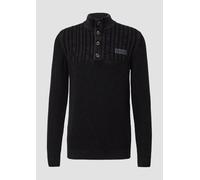 Strukturmix-Troyer aus Baumwolle mit Garment Dye XXL schwarz 2170238.9999.XXL