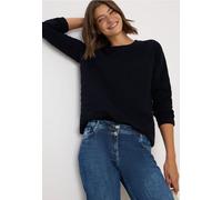 Sweatshirt CECIL, Damen, Gr. M (40), urban dunkelblau, Sweatware, 85% Polyester, 13% Viskose, 2% Elasthan, Strukturmuster, casual, normal, Rundhals, Langarm Bündchen, Sweatshirts (82287524-M) urban du