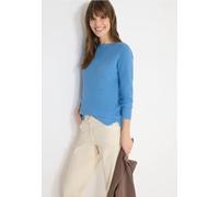 Cecil Strickpullover Damen L (42) Cloud Blau Melange – 60% Baumwolle/40% Viskose, U-Boot-Ausschnitt
