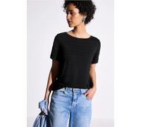 Street One Frauen Strukturshirt in Schwarz, Gr: 36