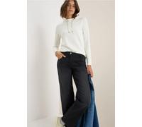 Langarmshirt CECIL, Damen, Gr. XXL (46), vanilleweiß, Stoff, 72% Viskose, 23% Polyester, 5% Elasthan, unifarben, normal normal, hoch geschlossener Ausschnitt, abgesteppt, Shirts, mit Struktur-Muster (