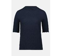 Kurzarmshirt BETTY BARCLAY "Betty Barclay Damen Strukturshirt mit Stehkragen", Damen, Gr. 46, blau (dunkelblau), Obermaterial: 60% Baumwolle, 30% Polyamid, 10% Elasthan., modisch, figurumspielend norm