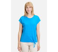 Kurzarmshirt BETTY BARCLAY "Betty Barclay Strukturshirt mit Tunnelzug", Damen, Gr. 46, blau (blau aster), Obermaterial: 100% Baumwolle., casual, figurumspielend normal, Rundhals, Kurzarm, Shirts, Mate