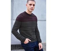 Rundhalspullover STREET ONE MEN, Herren, Gr. XXL (46), bordeaux rot, Web, 50% Baumwolle, 50% Polyacryl, gestreift, normal normal, Rundhals, Rippbündchen, Pullover Rundhalspullover, mit Streifen-Strukt