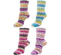 Strumpfwolle, 6fädig, Colorfarben, Sockenwolle Set 4x150gr Knaul, Premiumqualität, 375 m Lauflänge pro Knaul, Öko-Tex zertifiziert, Made in Europe, filzfrei -superwash (set fashion)