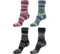 Strumpfwolle, 6fädig, Colorfarben, Sockenwolle Set 4x150gr Knaul, Premiumqualität, 375 m Lauflänge pro Knaul, Öko-Tex zertifiziert, Made in Europe, filzfrei -superwash (set dark)