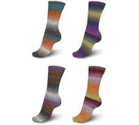 Strumpfwolle - 6fädig- Regia - Colorfarben - Sockenwolle Set 4x150gr Knaul - 375 m Lauflänge pro Knaul - filzfrei und superwash (Regia Set 1)