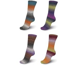 Strumpfwolle - 6fädig- Regia - Colorfarben - Sockenwolle Set 4x150gr Knaul - 375 m Lauflänge pro Knaul - filzfrei und superwash (Regia Set 1)