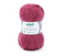 Strumpfwolle Hot Socks uni, 75% Schurwolle, 25% Polyamid, Oeko-Tex Standard, 50g, 210m, Farbe 63, marsalarot meliert
