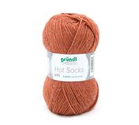 Strumpfwolle Hot Socks uni, 75% Schurwolle, 25% Polyamid, Oeko-Tex Standard, 50g, 210m, Farbe 64, kupfer meliert