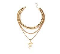 Sttiafay Punk Multilayer Chunky Chain Halskette Übertriebene Persönlichkeit Dicke Kette Halskette Choker Gold Schlange Anhänger Halskette Hip Hop Schmuck Teenager Mädchen und Frauen
