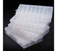 Stuck transparente weisse Organizer-Box aus Kunststoff mit Trennwanden, 24-Fach-Aufbewahrungsbehalter, Schmuck-Aufbewahrungsbox mit Trennwanden fu