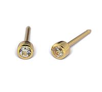 STUDEX Sensitive by, Rundfassung mit Stein in 2 Größen und 3 Farben (3mm, April Crystal - vergoldet)