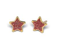 Studex, Sensitive, Ohring, Ohrringe, Nachfolgeschmuck, Glitter S3543STX, Stern Glitter, Rot, vergoldet, Chirurgenstahl