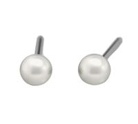 STUDEX Sensitive Ohrstecker, Synthetische Weiße Perle, Chirurgenstahl Poliert, 3mm, 1 Paar