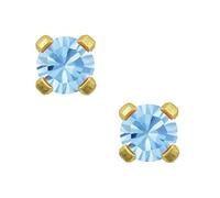 Studex Tiny Tips 3mm März/Aquamarin CZ Geburtsstein vergoldet Kinder hypoallergen Ohrstecker