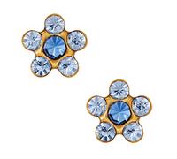 Studex Tiny Tips Ohrstecker in Gänseblümchenform, mit Saphirkristallen, 5 mm, vergoldet, für Kinder, hypoallergen