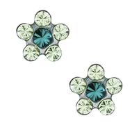 Studex Tiny Tips Ohrstecker mit Peridot- und -Smaragdkristallen, 5 mm, Blumenform, Edelstahl, für Kinder, auch für Allergiker gut verträglich
