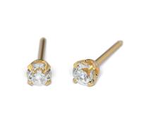 Studex TUBE Hypoallergenic Earrings Ohrringe, Cubic Zirconia, gold plattiert oder Weiß (2mm, vergoldet)