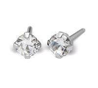 Studex TUBE Hypoallergenic Earrings Ohrringe, Cubic Zirconia, gold plattiert oder Weiß (5mm, Chirurgenstahl,)