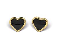 Studex TUBE Hypoallergenic Earrings Ohrringe, Herz schwarz, gold plattiert, 6 mm
