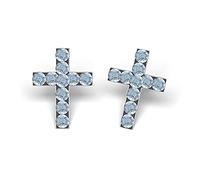 Studex TUBE Hypoallergenic Earrings Ohrringe, Kreuz March Aquamarine, Chirurgenstahl, 6.8 mm