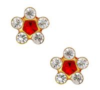 Studex winzige Tipps klar und Rubin Kristall 5mm Daisy Gold Plated Childrens hypoallergene Ohrstecker