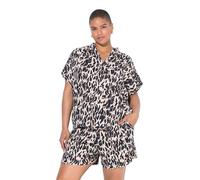 Studio Untold Damen große Größen Übergrößen Plus Size Blusenshirt, Oversized, Musselin, XL-Leo Sand-beige 58+ 842681150-58+