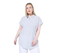 Studio Untold Damen große Größen Übergrößen Plus Size Blusenshirt, Oversized, Strukturstreifen himmelblau 54+ 841632728-54+
