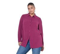 Studio Untold Damen große Größen Übergrößen Plus Size Hemdbluse, Straight Shape, Dot-Struktur, Langarm aubergine 46+ 848654540-46+