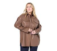 Studio Untold Damen große Größen Übergrößen Plus Size Lederoptik-Hemd, Oversized, Brusttaschen, Langarm tiefes rehbraun 54+ 835135335-54+