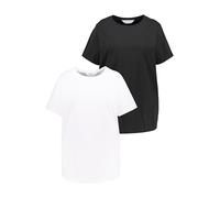 Studio Untold Damen große Größen Übergrößen Plus Size Longshirt, Rundhals, Oversized, Halbarm, Doppelpack schwarz 58+ 799156100-58+