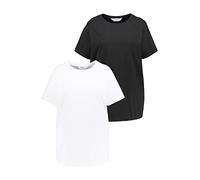 Studio Untold Damen große Größen Übergrößen Plus Size Longshirt, Rundhals, Oversized, Halbarm, Doppelpack schwarz 42+ 799156100-42+