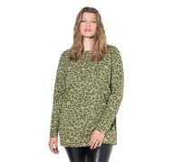 Studio Untold Damen große Größen Übergrößen Plus Size Longsleeve, Classic Shape, Leo-Print palmen grün 54+ 835203430-54+