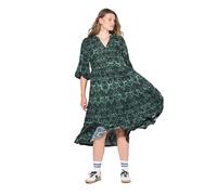 Studio Untold Damen große Größen Übergrößen Plus Size Maxikleid, A-Line, Alloverprint, Volants helles Petrol 50+ 844032431-50+