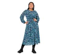 Studio Untold Damen große Größen Übergrößen Plus Size Maxikleid, A-Line, Color-Flowers, Langarm smaragdgrün 46+ 836221463-46+