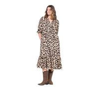 Studio Untold Damen große Größen Übergrößen Plus Size Maxikleid, A-Line, Musselin, Leo beige 46+ 839025300-46+