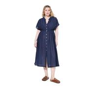 Studio Untold Damen große Größen Übergrößen Plus Size Maxikleid, A-Line, Struktur, Knopfleiste Jeans blau 50+ 821653729-50+