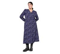 Studio Untold Damen große Größen Übergrößen Plus Size Maxikleid, A-Linie, Wickeloptik, geblümter Krepp, Ballon-Langarm blauviolett 42+ 838055736-42+